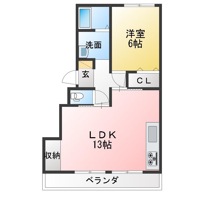 コニファーマンション岡田(1LDK/1階)の間取り写真