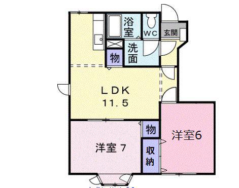 フレンド大囿(2LDK/1階)の間取り写真