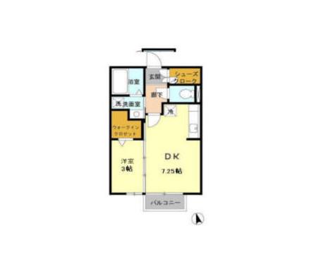 セジュールアラコ A(1DK/2階)の間取り写真