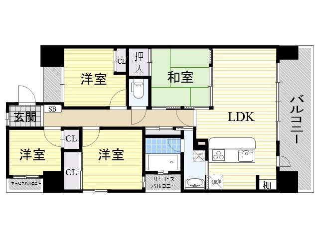 レジディア都島Ⅱ(4LDK/9階)の間取り写真