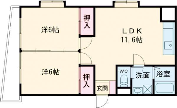 ボナールIII(2LDK/4階)の間取り写真
