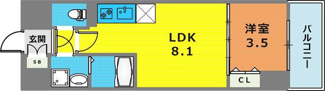 LIVIAZ KOBE LAMER(1LDK/1階)の間取り写真