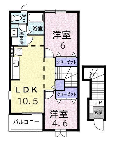 サンクレストII(2LDK/2階)の間取り写真
