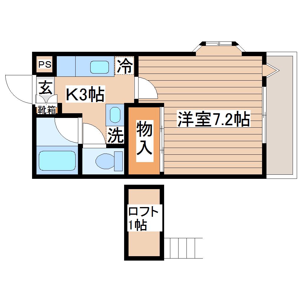ハピネス銀杏町(1K/1階)の間取り写真