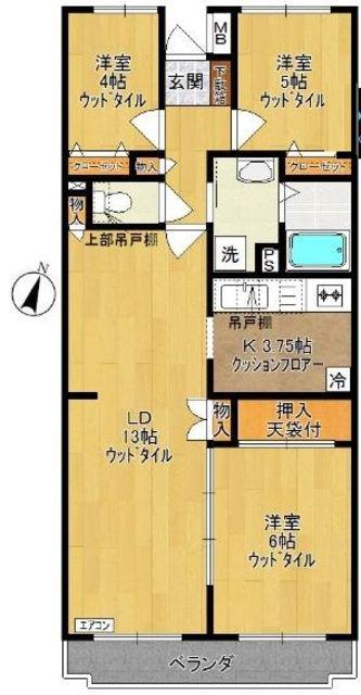 イルテット栗谷(3LDK/1階)の間取り写真