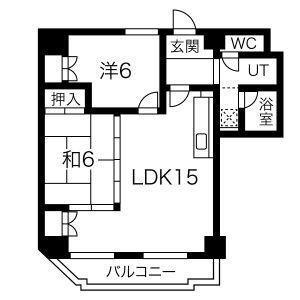 アーバンドエル御器所通(2LDK/2階)の間取り写真
