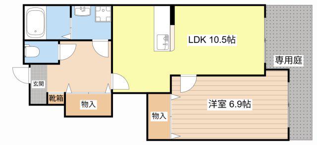 GREEN PARK(1LDK/1階)の間取り写真