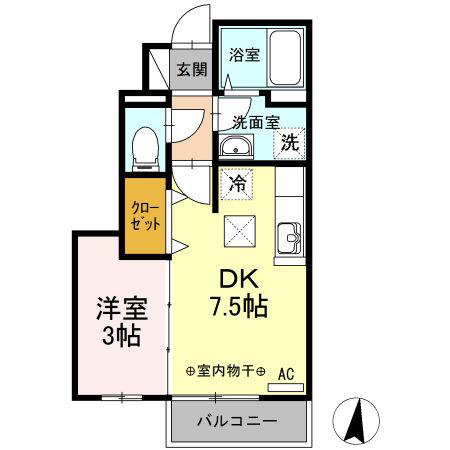 D-ROOM I(1DK/1階)の間取り写真