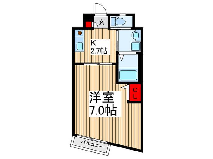 セレステ志木 D棟(1K/2階)の間取り写真