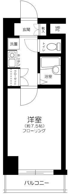 エクセリア文京池之端(1K/3階)の間取り写真