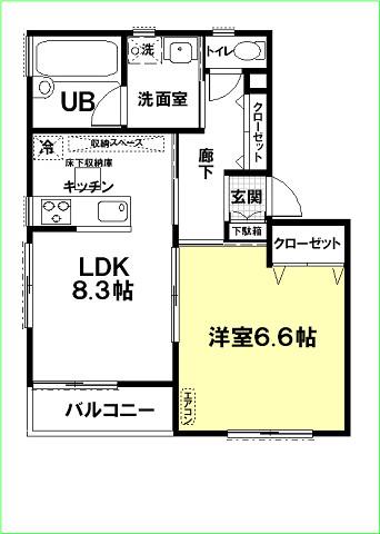 アーバニズム62D(1LDK/1階)の間取り写真
