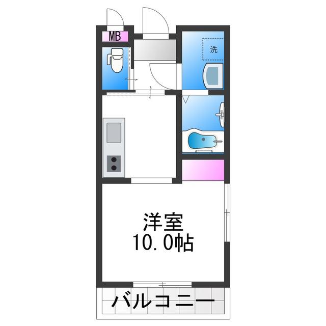 ルナコート南港中(ワンルーム/2階)の間取り写真
