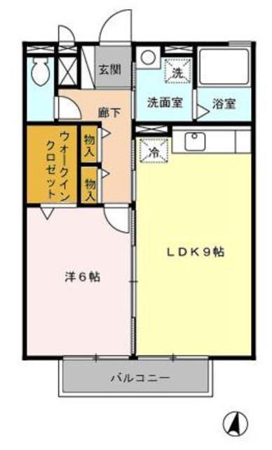 ハウディヴィラージュ(1LDK/2階)の間取り写真