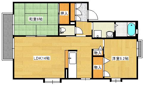 グリーンヒル(2LDK/1階)の間取り写真