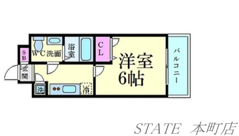 エスリード靱公園(1K/12階)の間取り写真