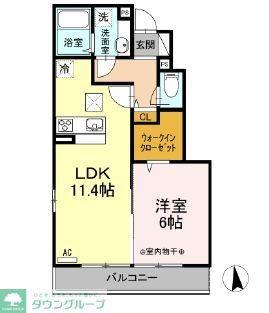 ウエストグランツII(1LDK/1階)の間取り写真