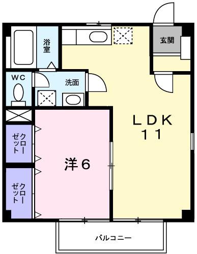 グリーンシティー(1LDK/1階)の間取り写真