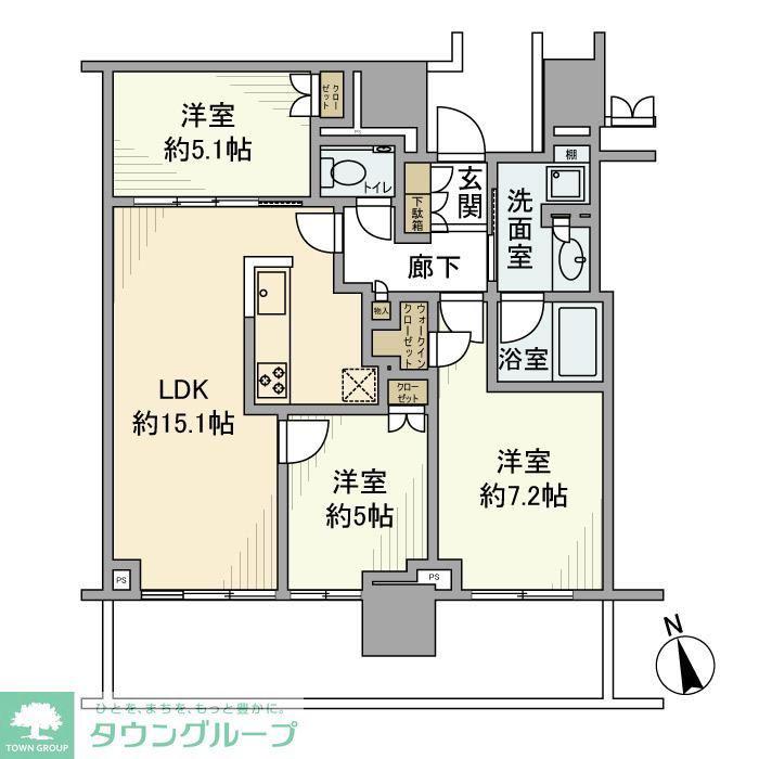 プラウドタワー小岩ファースト(3LDK/20階)の間取り写真