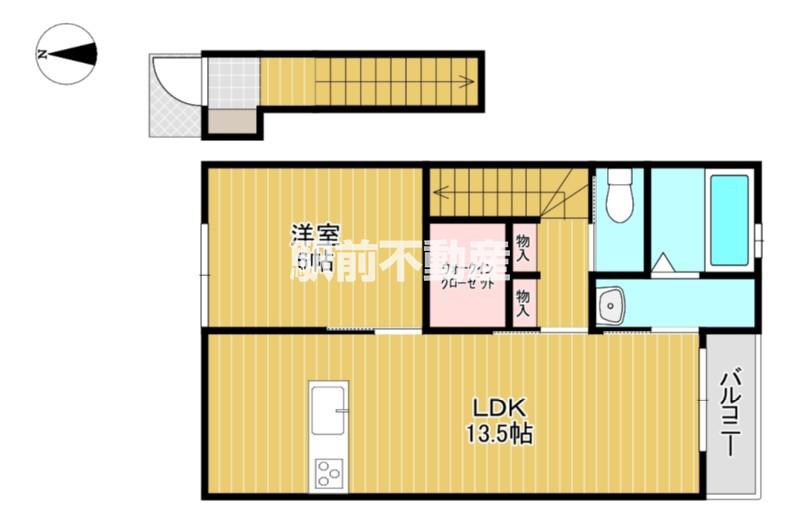 モンヴィラージュ鳥栖(1LDK/2階)の間取り写真