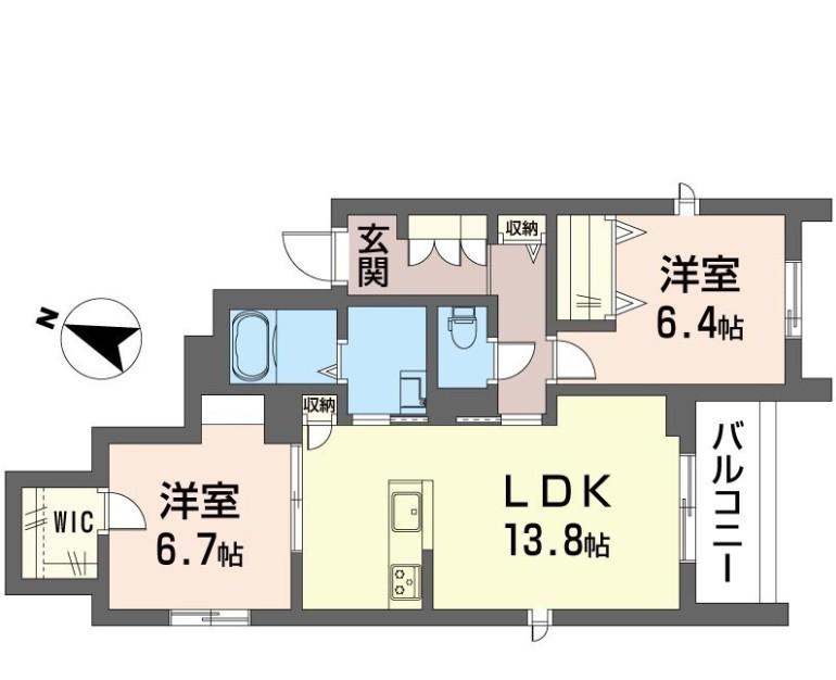 シャーメゾン湘南菱沼(2LDK/3階)の間取り写真