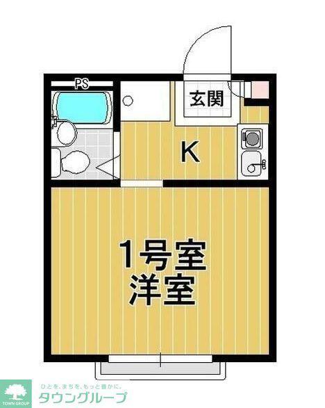プレステージ下倉田II(1K/2階)の間取り写真