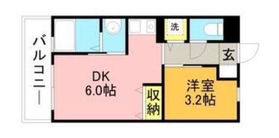 リード桜坂(1DK/9階)の間取り写真
