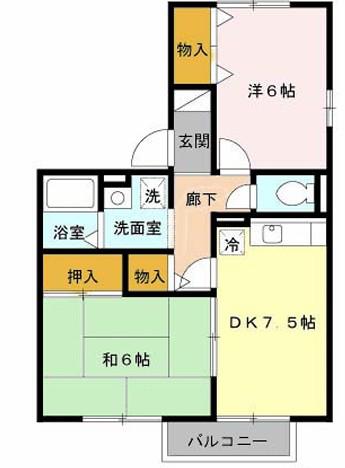 セジュール・K C棟(2DK/1階)の間取り写真