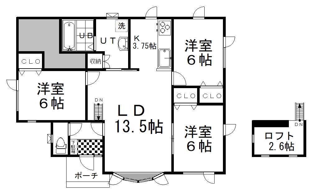 ブリリアント2(3LDK/1階)の間取り写真