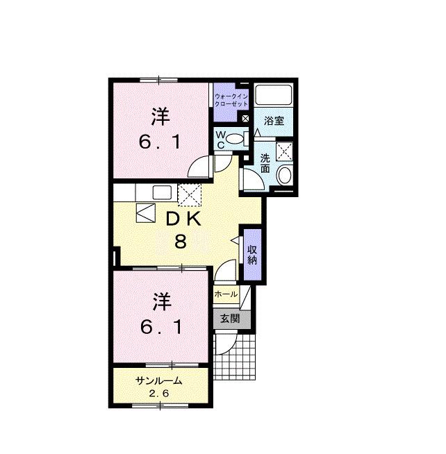 カンパニュール I(2DK/1階)の間取り写真