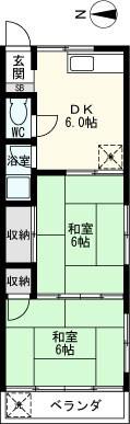 キタダコーポNO2(2DK/1階)の間取り写真