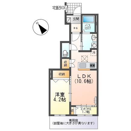 コンフォート三雲(1LDK/1階)の間取り写真