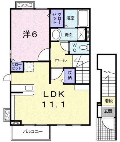 スカイガーデン(1LDK/2階)の間取り写真