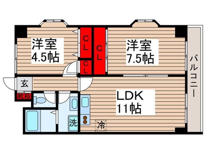 リバーランド一之江(2LDK/3階)の間取り写真