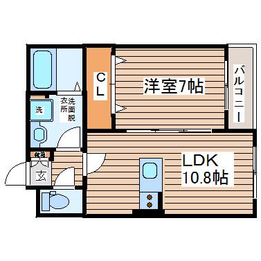 シルフソア(1LDK/2階)の間取り写真