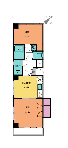 シルバービル(2DK/2階)の間取り写真