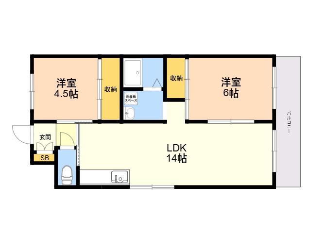 サンパール水城(2LDK/3階)の間取り写真