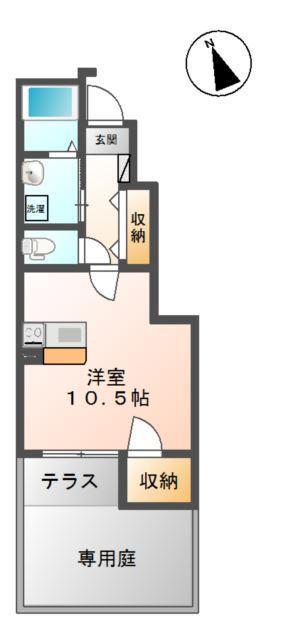 シェリールIII(ワンルーム/1階)の間取り写真