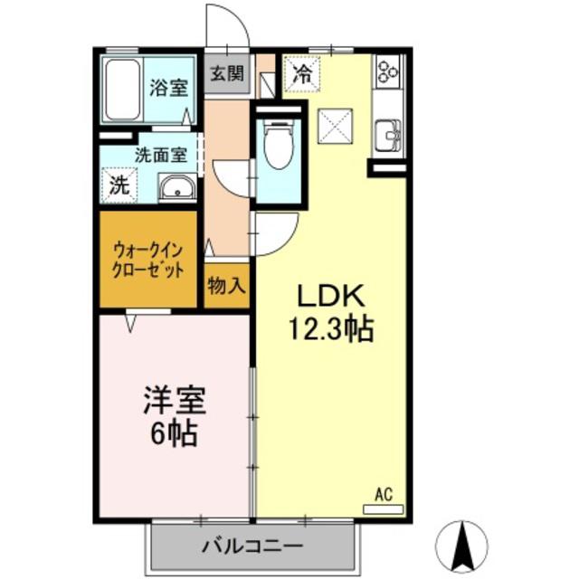 リヴェール北御座(1LDK/1階)の間取り写真