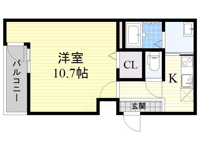 フジパレス山之内Ⅷ番館(1K/1階)の間取り写真