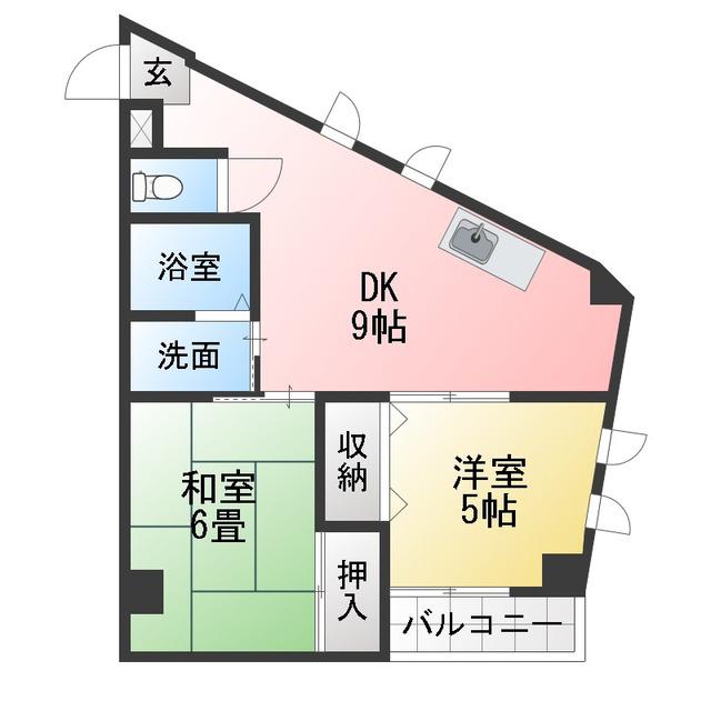 レジデンス青葉(2DK/2階)の間取り写真