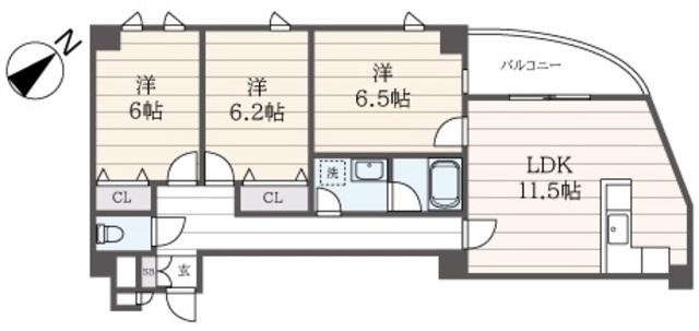 グランカーサアリオス(3LDK/2階)の間取り写真