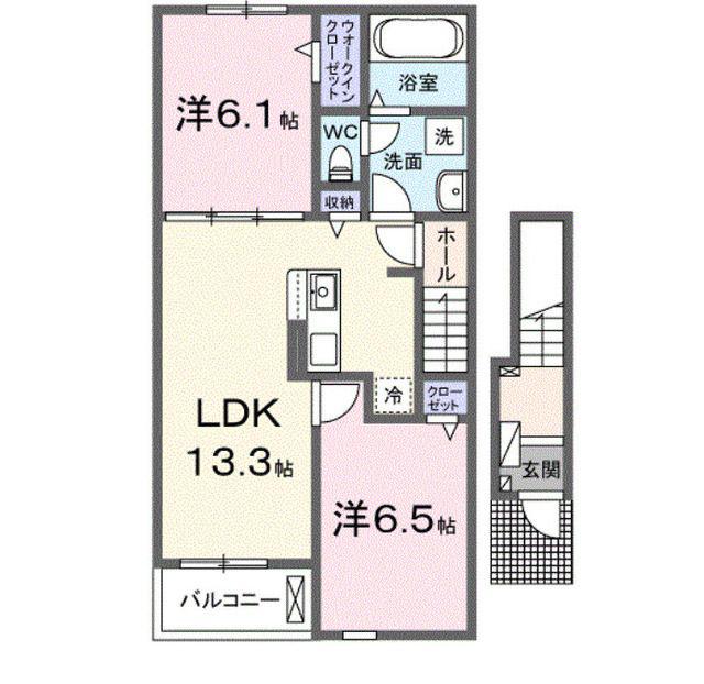 パラディ 久山弐番館(2LDK/2階)の間取り写真