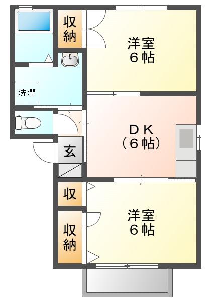 レーベン平井A(2DK/2階)の間取り写真