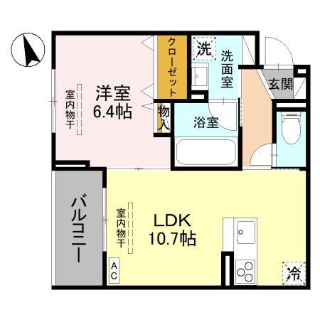 TORISIAS 東城南 B(1LDK/3階)の間取り写真