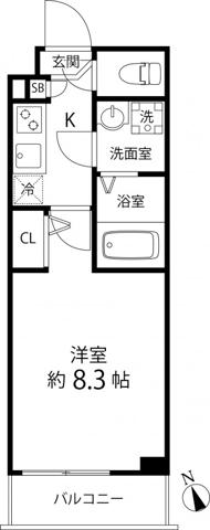 プレールドゥーク成増(1K/4階)の間取り写真