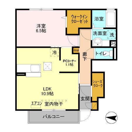 リヴィエールII(1LDK/1階)の間取り写真