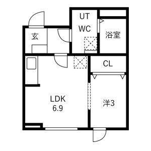 クレール貝ヶ森(1LDK/1階)の間取り写真