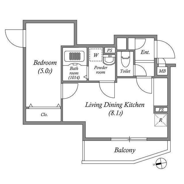 SOLASIA RESIDENCE荻窪II(1LDK/5階)の間取り写真
