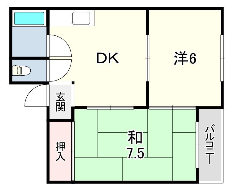 マンション新神戸(2DK/4階)の間取り写真