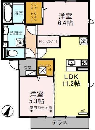 つくばエクスプレス 八潮駅 徒歩13分 3階建 築5年(2LDK/1階)の間取り写真